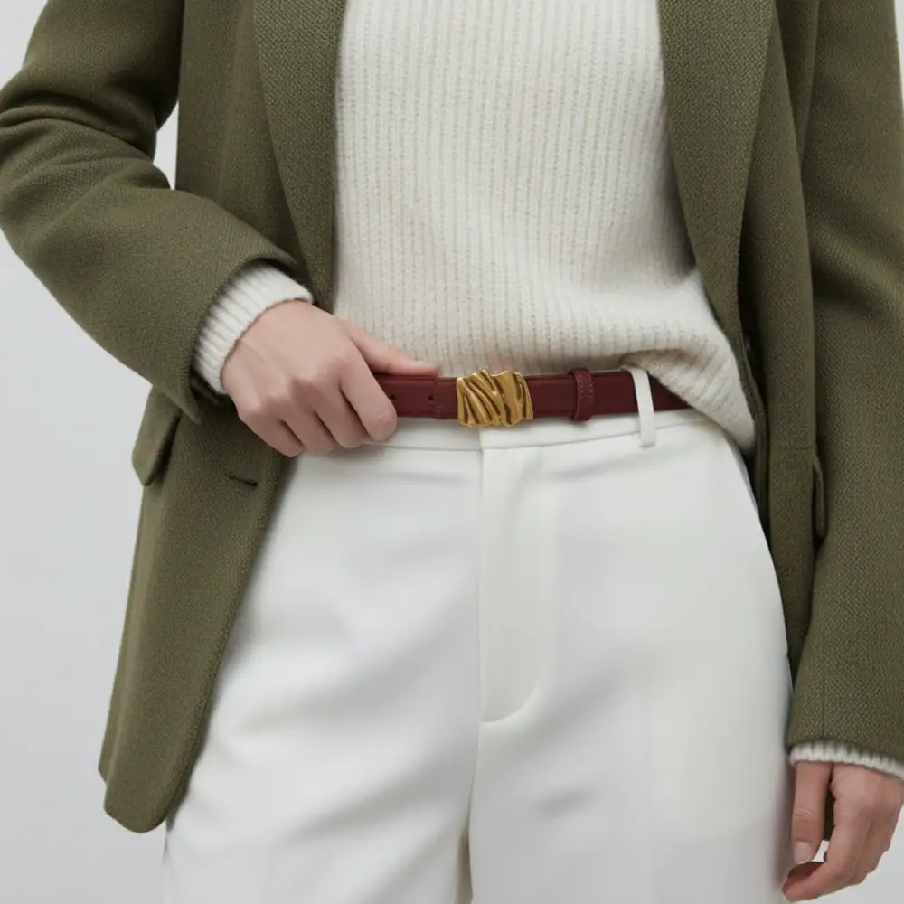 Abstract Buckle Leather Belt