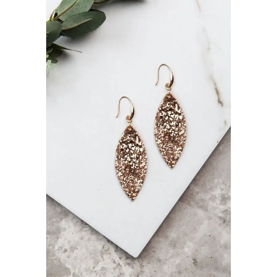 Layered Leaves Glitter Earrings Multiple Colours