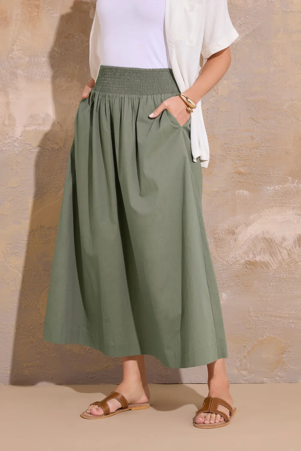 Plain Wide Waistband Skirt