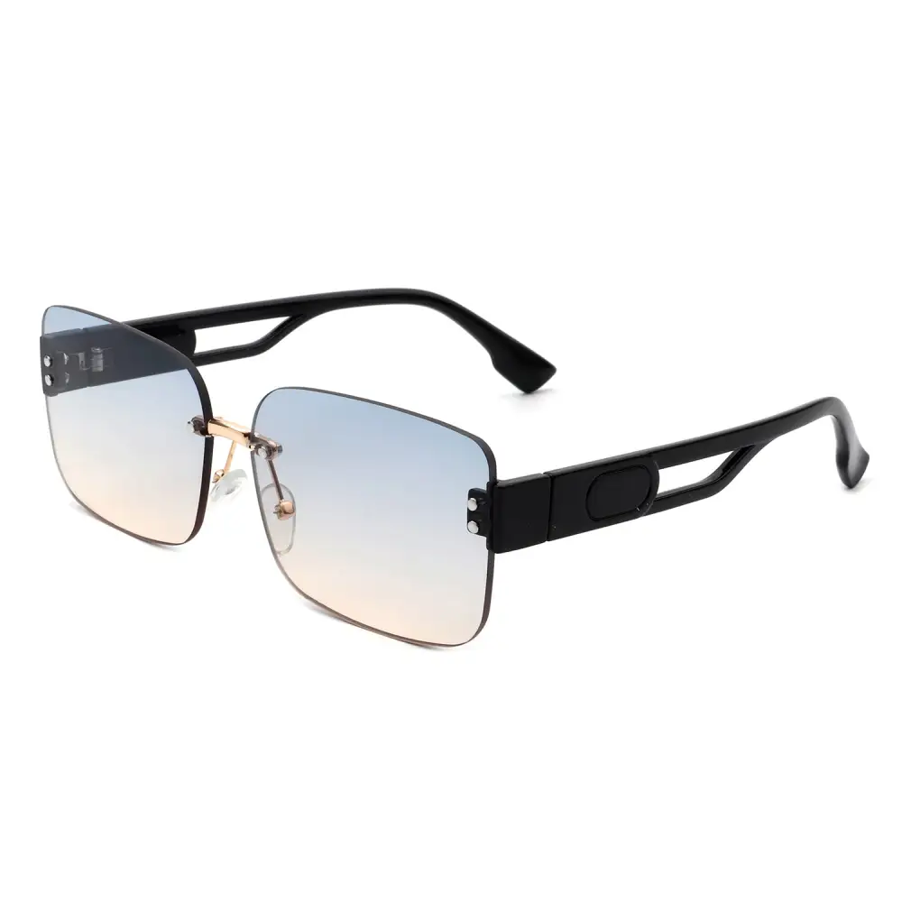 Scalloped Rectangle Square Frame Sunglasses