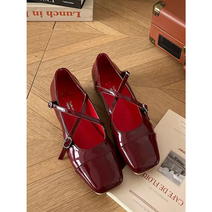 Square Toe Block Heels Mary Jane Shoes