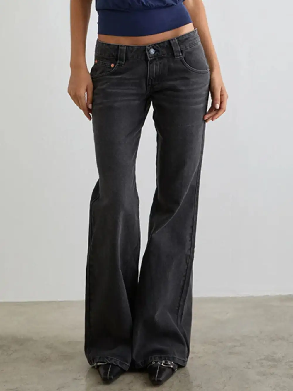 Sharp Low Rise Flare Leg Denim Jeans