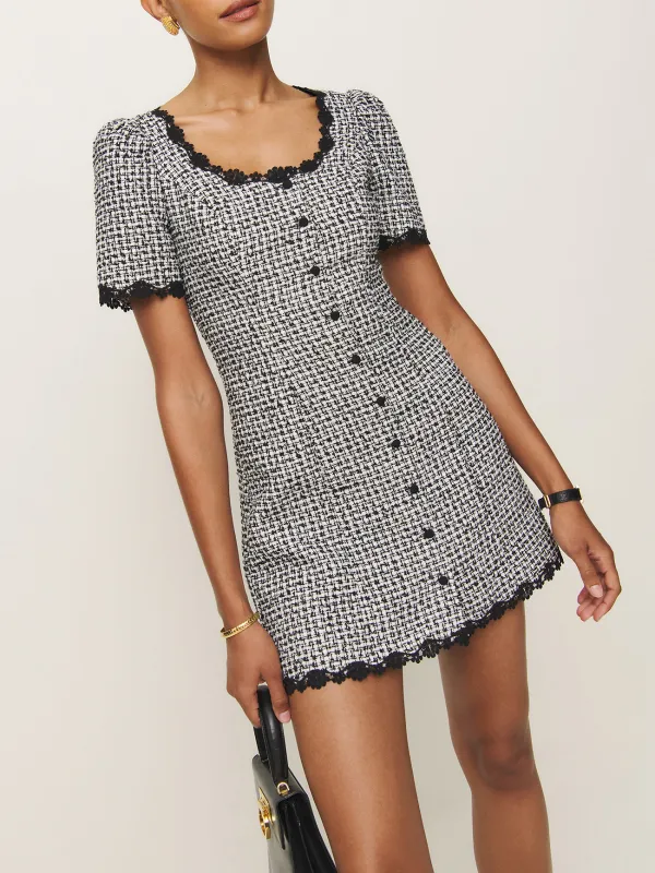 Gingham Button Front Mini Dress