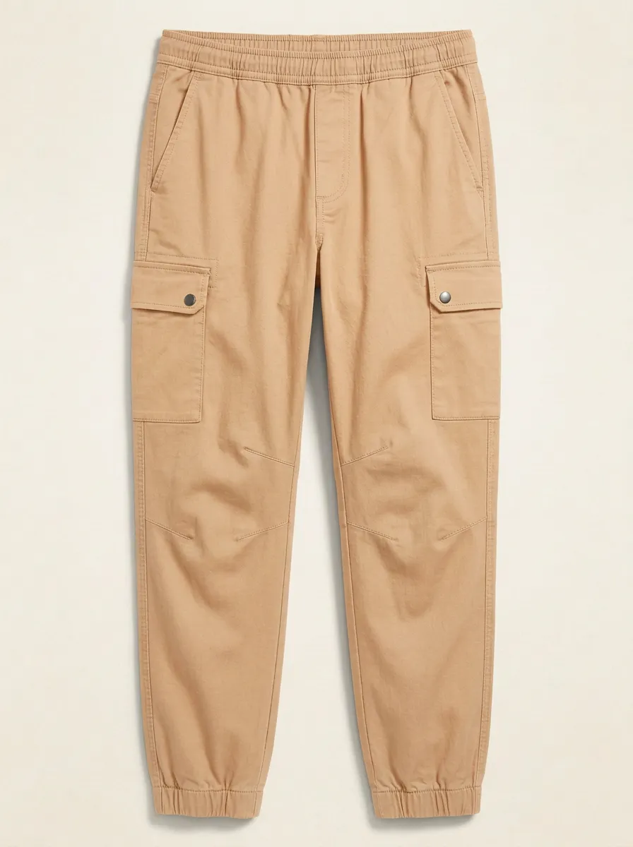 Elastic-Waist Jogger Solid-Style Men's Cargo Pants
