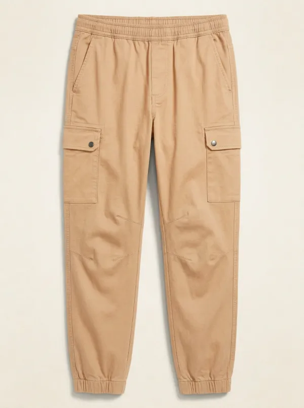 Elastic-Waist Jogger Solid-Style Men's Cargo Pants