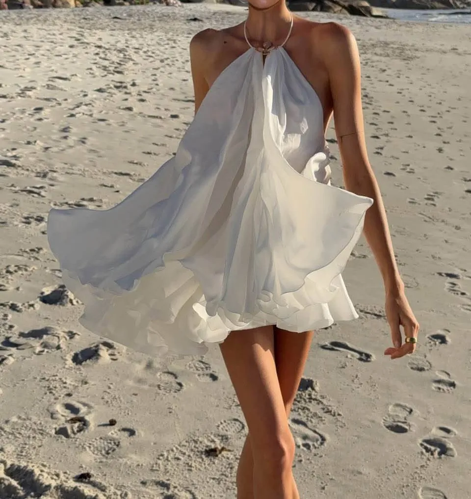 Halter Neck Backless Mini Dress