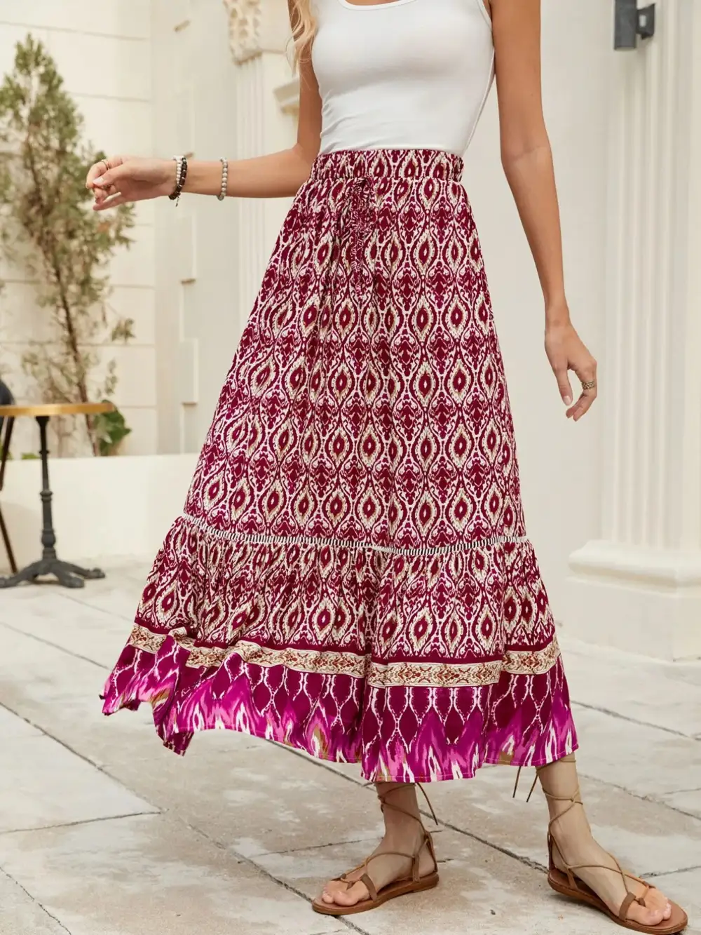 Essential Ruched Printed Skirt