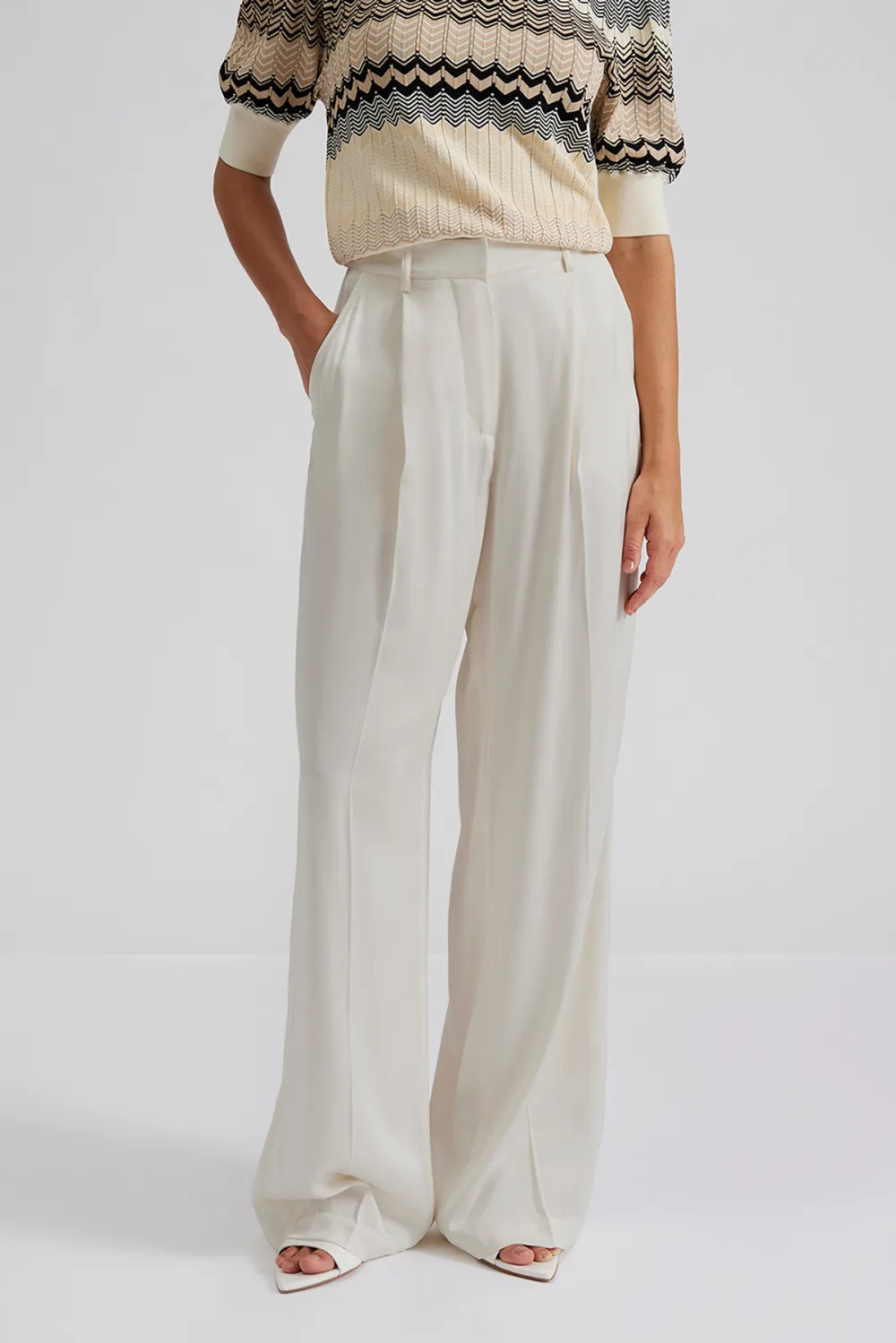 Wide Leg Crepe Trousers