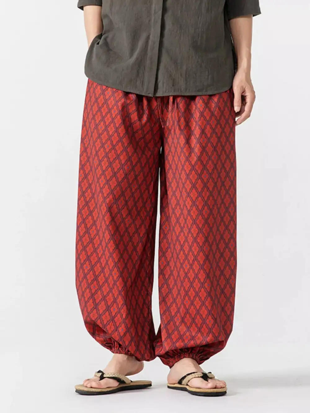 Men S Plus Size Diamond Patterned Harem Pants