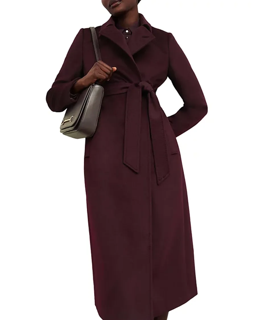 Notch Collar Wool Belted Coat