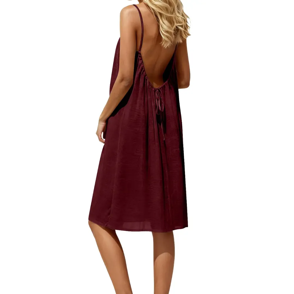 🔥Women's Solid-Color Spaghetti-Strap Loungewear Dress🔥8-Pack -Only $24