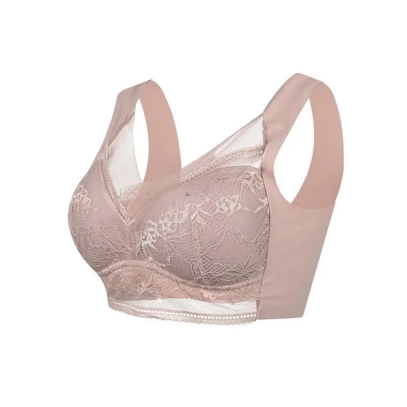 [6Pack]-Women'S Plain Contrast Lace BraSoftBreathable Push Up Bra U