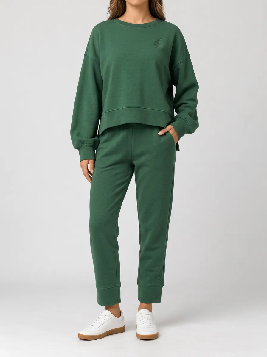 Fern Leaf Detail Print Inspired Jogger Set