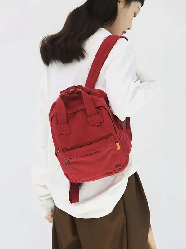 Canvas Zip-Top Casual Backpack