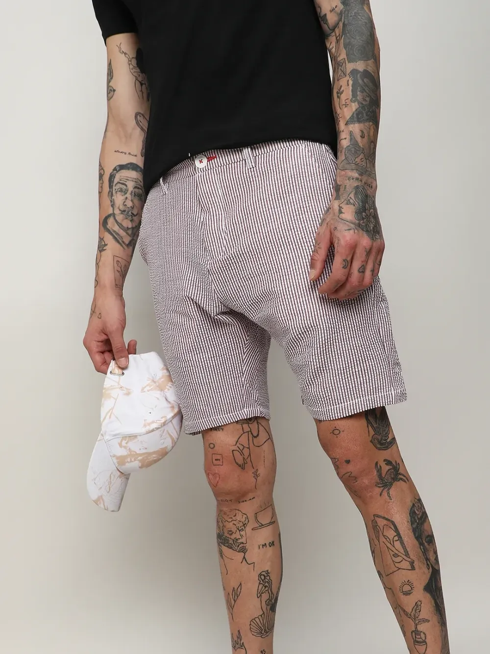 Brown Casual Style Stripe Shorts