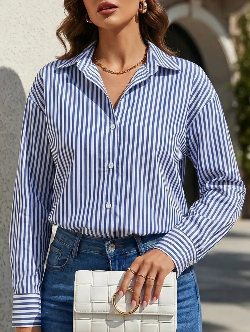 Striped Shirt with Pockets Blouse
