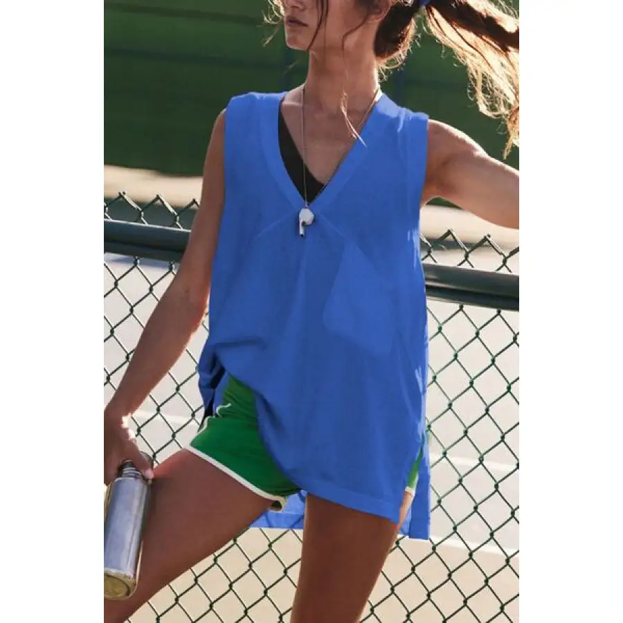 Side Slit V Neck Tank