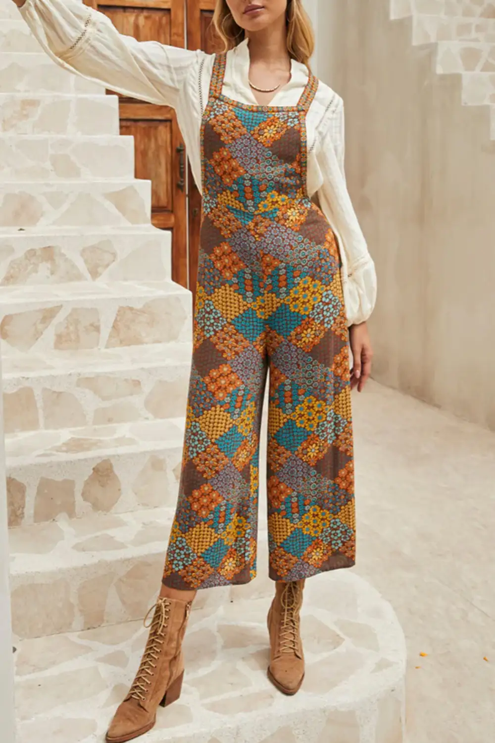 Multicolour Floral Print Crossed Straps Ankle Accessory