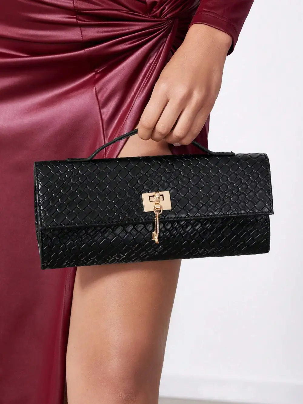 PU Leather All Over Print Top Handle Bag