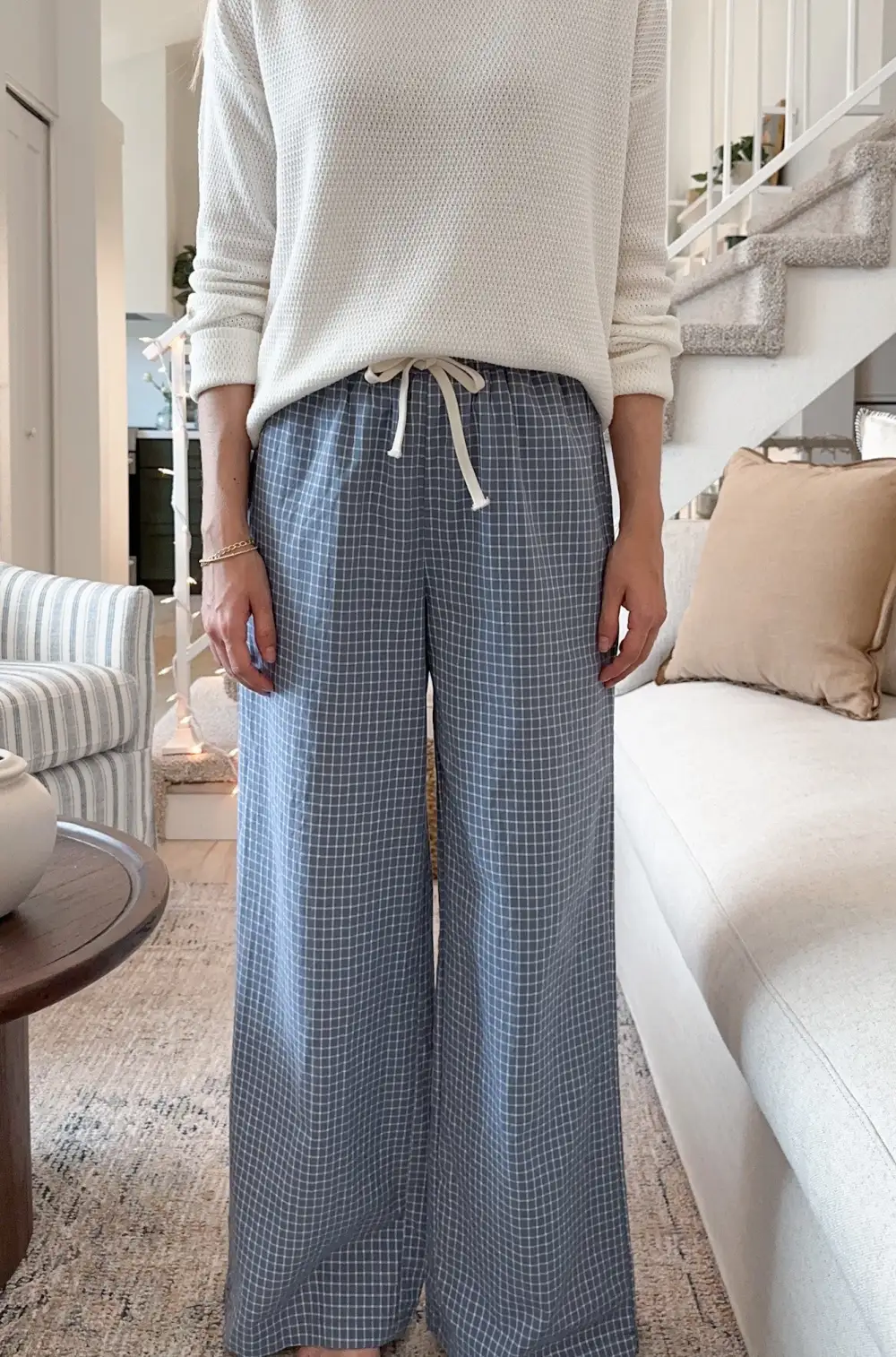 Clean Cut Checkered Drawstring Pants