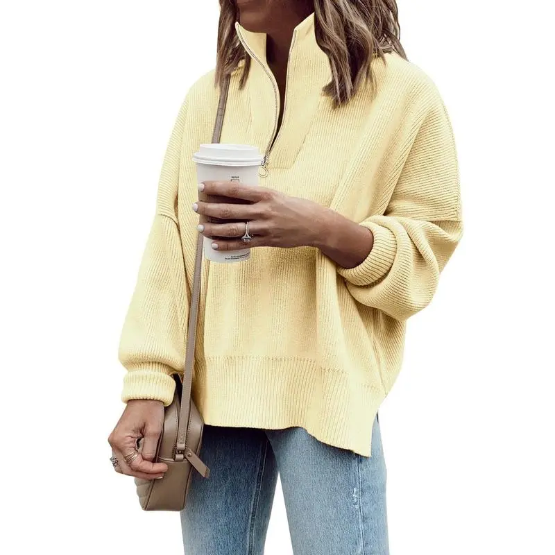 Womens Tunic Sweater Fall Long Sleeve 1/4 Zip Pullover Sweaters