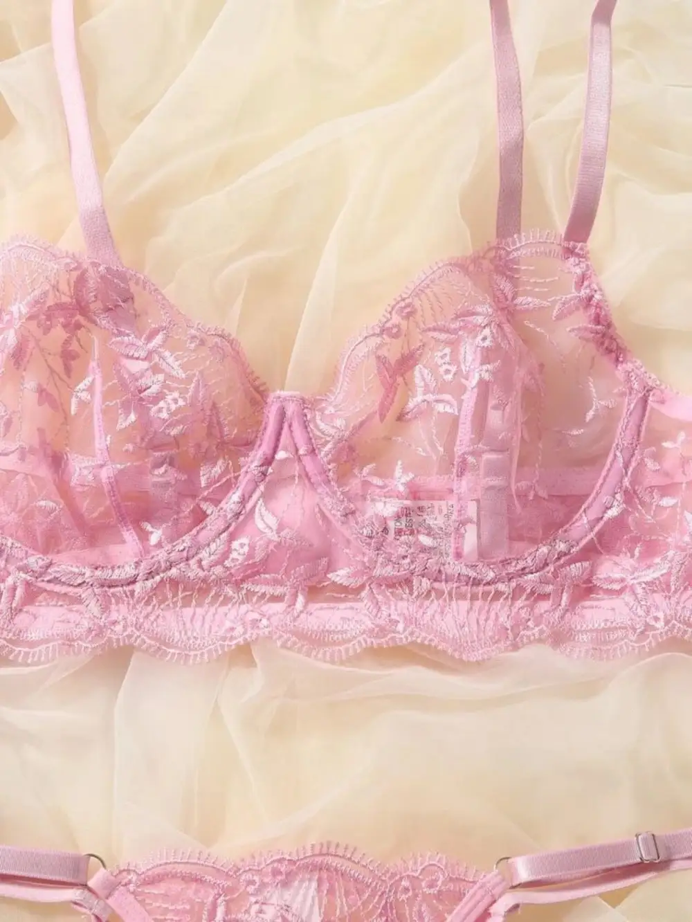Refined Embroidered Sheer Lingerie Set