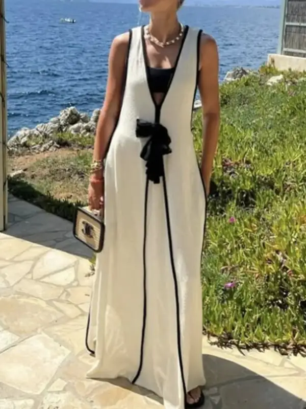 Balanced Detail Knit Sleeveless Maxi Dress
