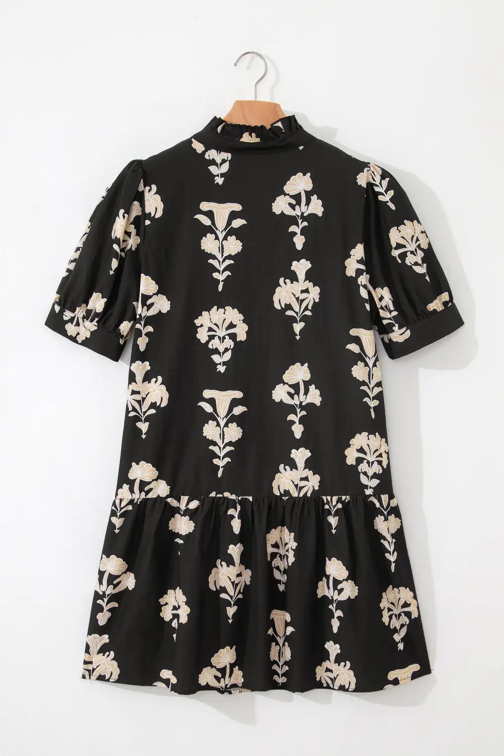 Floral V Neck Ruffle Mini Dress