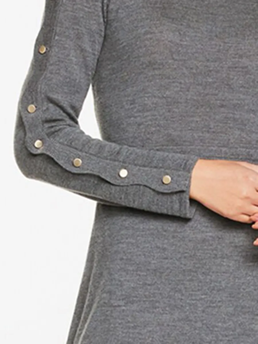 Lady'S Fashionable Fitted Mid-Length Wool Dress