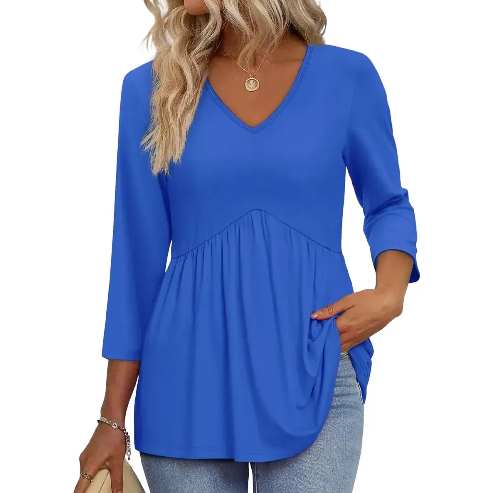 Women's Sleeve V-Neck Blouse