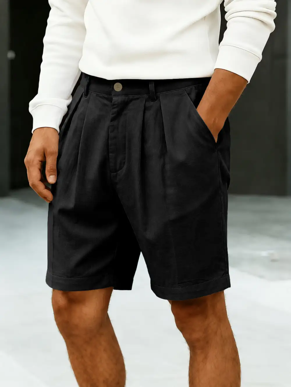 Men's High Rise Pleated Chino Shorts