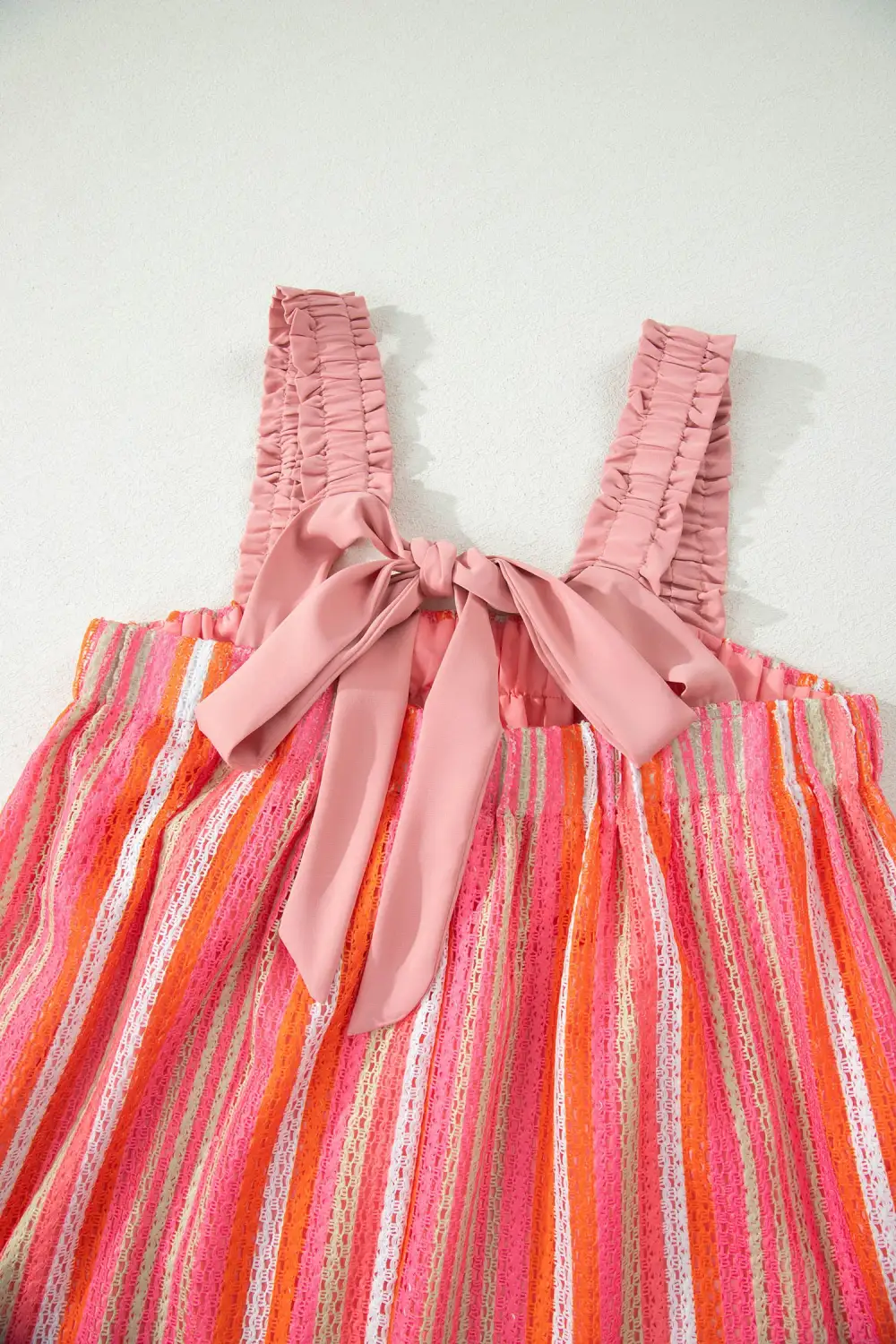 Striped Ribbed Ruffle Maxi Dress