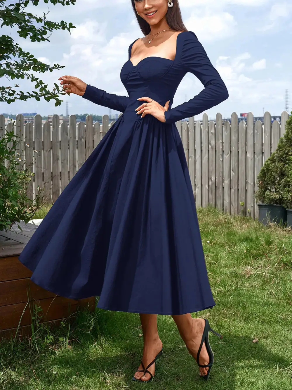 Long Sleeve Maxi Tie Detail Dress