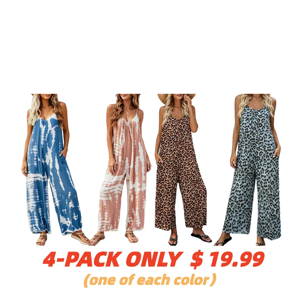 Plus Size Women's Fashion Wide Leg Suspender Jumpsuit