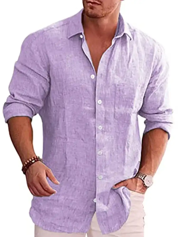 Classic Casual Button Down Cotton Linen Shirt