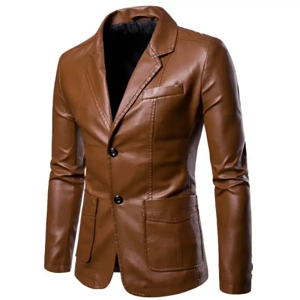 Slim Fit Leather-Look Blazer