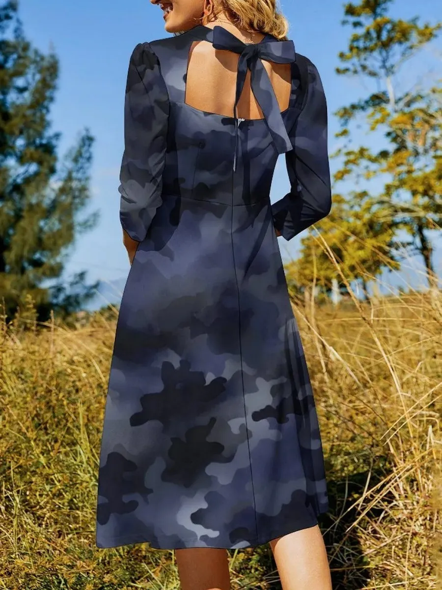 Printed Sweetheart Midi Dress