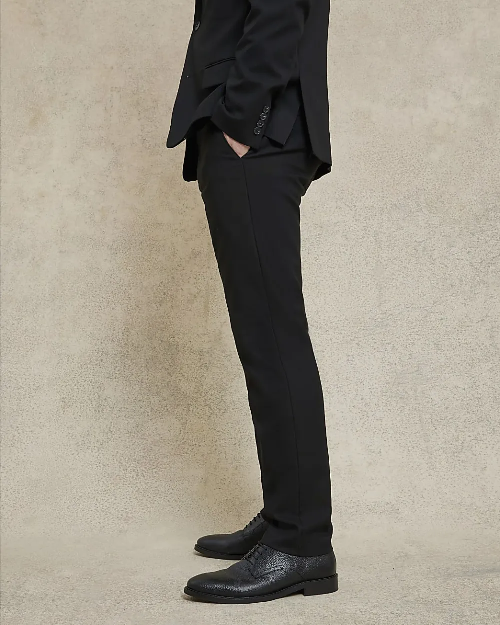 Men's Black Slim Fit Casual Suit Trousers