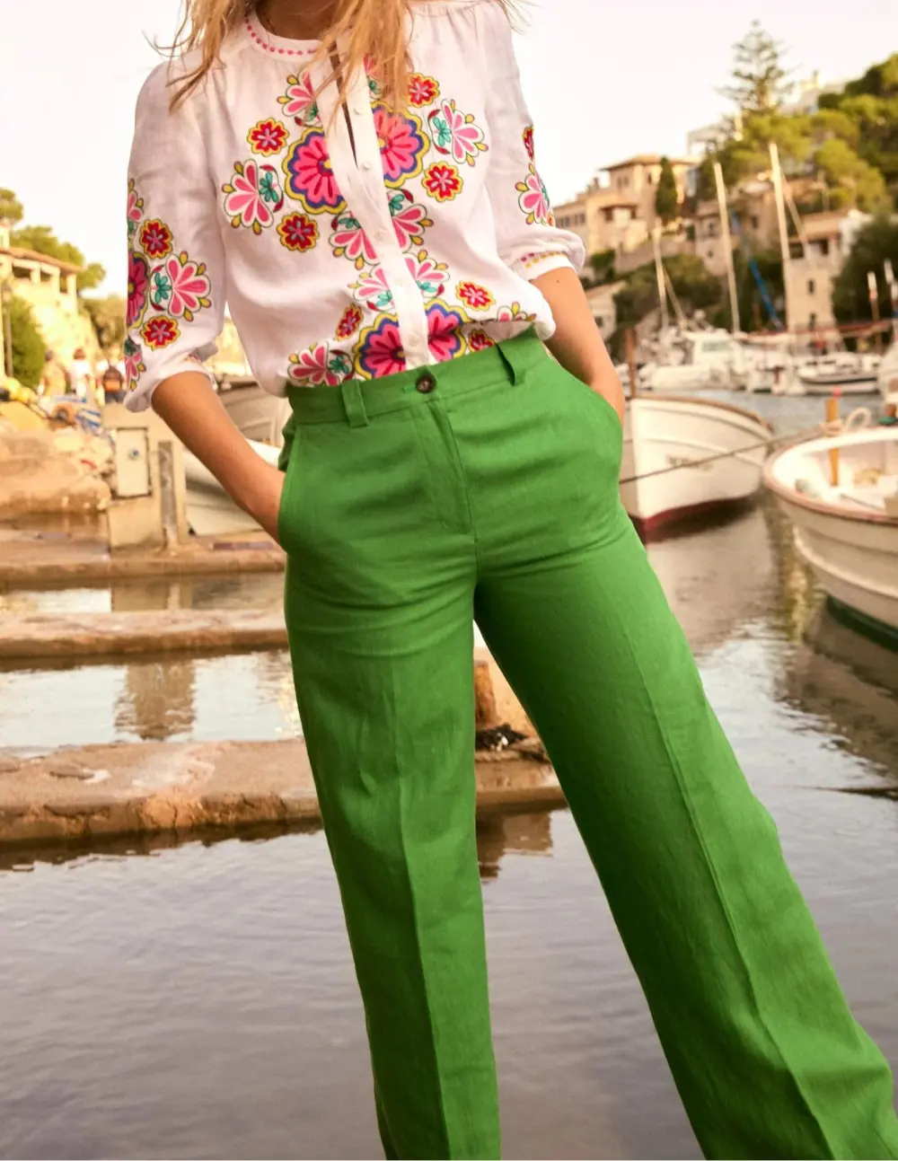 Green Linen Pants