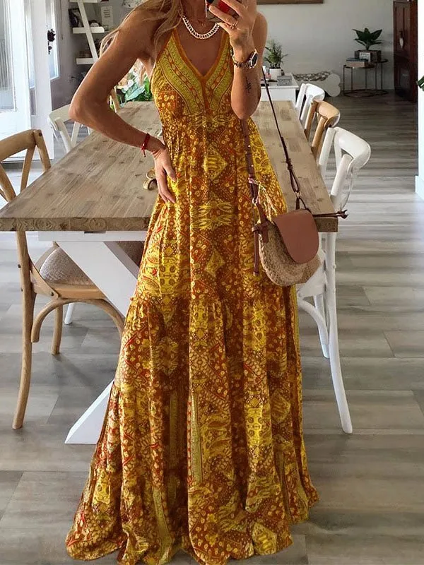 Women's Dresses Bohemian Print Sling Sleeveless Dress
