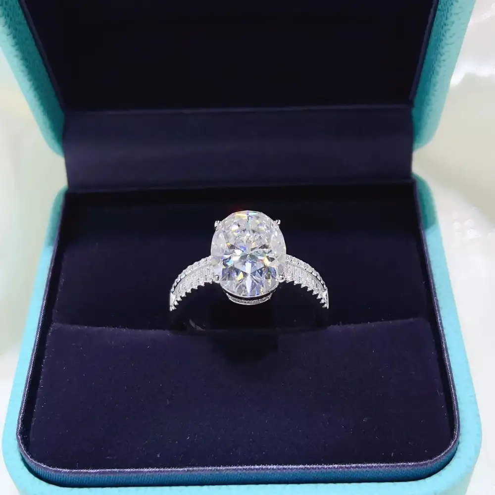 Bold Sterling Silver Moissanite Ring