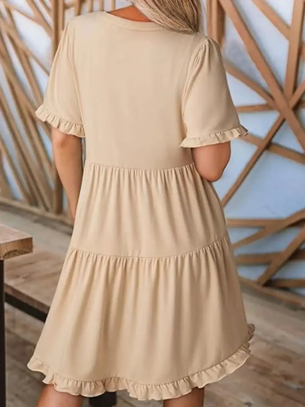 Short Sleeve Tiered Mini Dress