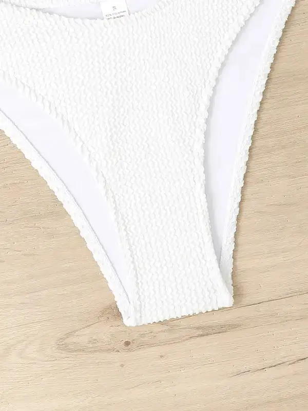 Twisted One Piece Wrinkled Wavy Fabric Swim Set