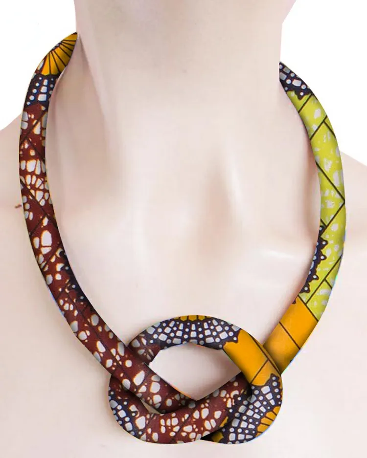 Handmade Ankara Print Cotton Cord Necklace