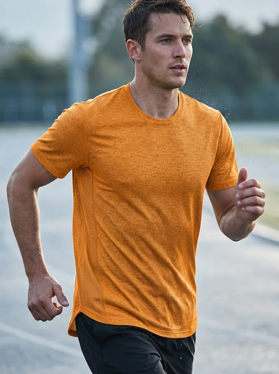 Men's Fitness Sports Mesh Breathable Printed T-Shirt