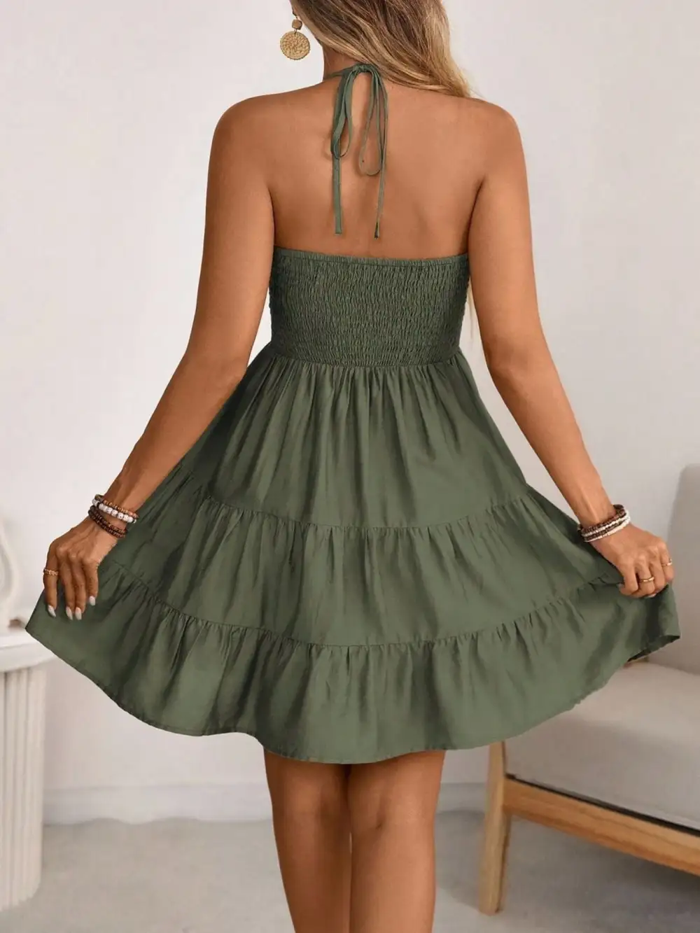 Tiered Halter Casual Dress
