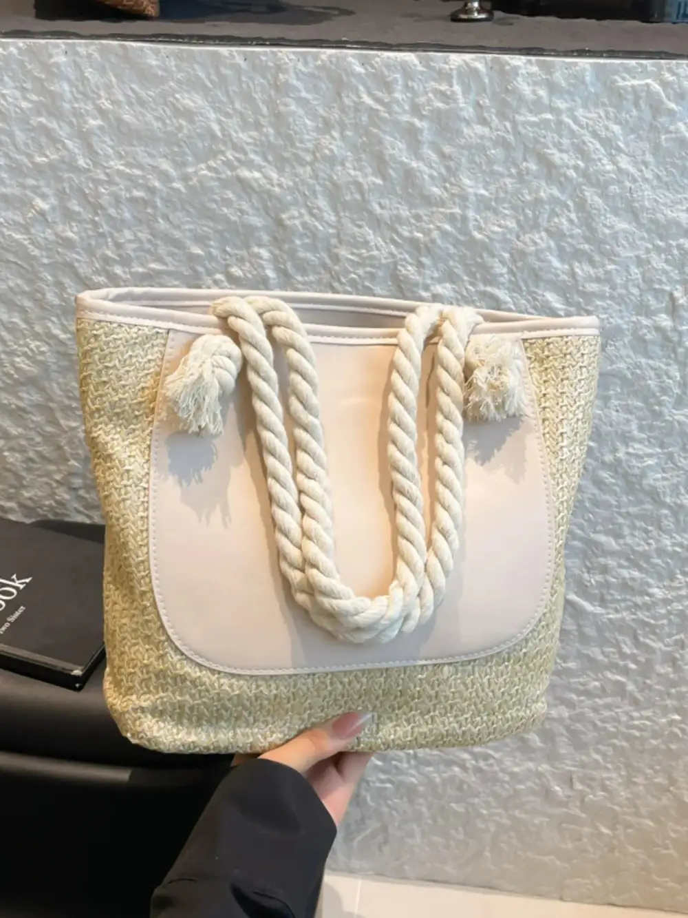 Rope Handle Woven Straw Tote Bag