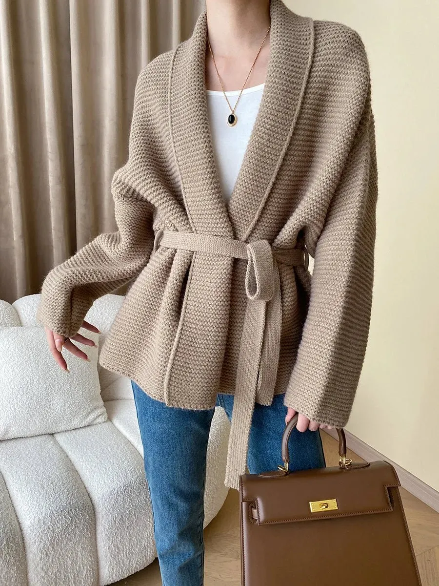Flowy Knit V Neck Cardigan