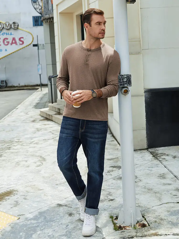 Classic Lightweight Stretch Henley Tee T-Shirt