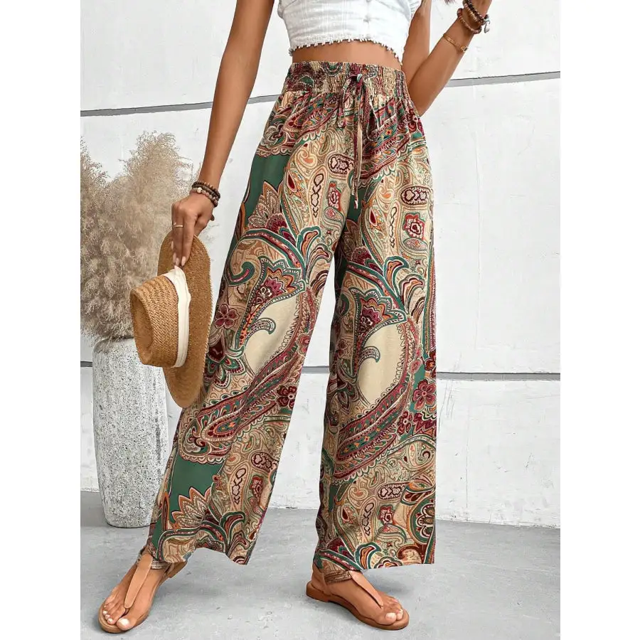Soft Printed Wide Leg Pants